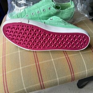 Mint Green Canvas Sneakers with Pink Soles Corky’s